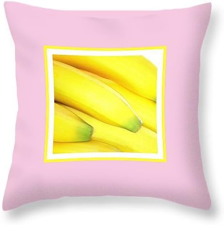 Banana Yellow Fruit Print Throw Cushion Case Cover Pink 20"x20"