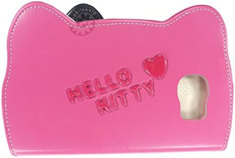 HELLO KITTY Flip Leather Wallet Case for Samsung Galaxy S6 Edge with Hand Strap Diary Cover (Hot Pink)