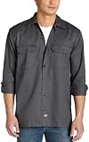 Dickies Men's Long Sleeve Work Shirt, Charcoal, Medium