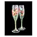 Butterfly Meadow Design - Hand Painted - Matching Set of Toasting Flutes - 6 oz.