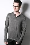 Converse by John Varvatos - Men's LS Contrast Tiping Henley (Slate Grey)