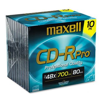 New-Maxell 648410 - CD-R Discs, 700MB/80min, 40x, w/Jewel Cases, Gold, 10/Pack - MAX648410