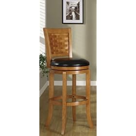 Click here to buy Item Walnut Finish Wood Swivel Bar Stool With Padded Vinyl Seat by AMBEnterprises.com.