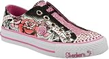 Skechers Girls' Shuffles Endless Leather Free Shoes,Black/Hot Pink,11.5 M US