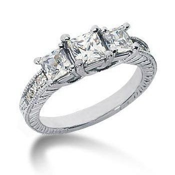 41jHv1 oSwL 14K White Gold Princess Cut Diamond Three Stone Ring (1.05ct.tw, HI Color, SI2 3 Clarity)