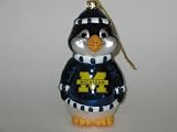 MICHIGAN WOLVERINES 5 1/2 tall and 3 wide Blown Glass Penguin CHRISTMAS ORNAMENT