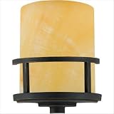 Quoizel KY8801IB Kyle 11-Inch 1-Light Pocket Wall Sconce with Butterscotch Marble Shade, Imperial Bronze