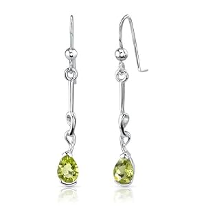 Click here to buy 1.50 Ct.T.W. Genuine Pear Shape Peridot in Pure Sterling Silver Earrings by Peora.