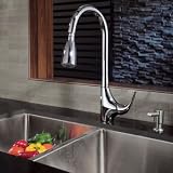 Kraus KPF-1621 Single Lever Pull-Out Kitchen Faucet - Chrome (Pictured with Soap Dispenser - Not Included)