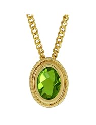 1.00 Ct Peridot Checkerboard Gold Plated Pendant 18"