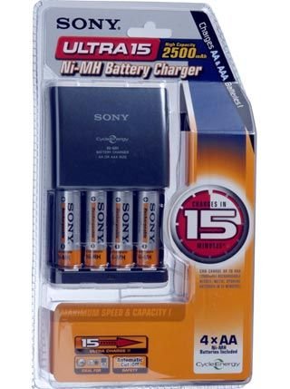 Sony Ultra 15 Minute Charger With 4 x 2500 mAh Chargers