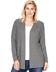 Plus Open Front Shawl Collar Slub Cardigan