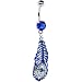 Sapphire Blue Cubic Zirconia Peacock Feather Belly Ring