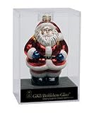 4.5 Shiny Glass with Glitter Jolly Santa Claus Christmas Ornament #822200