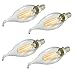 Crazefoto E12 Dimmable 4 Watt LED Filament Candelabra Light Bulbs, 35W Incandescent Replacement, Warm White 2700K Chandelier Flame Tip, Clear Glass Cover, 110V AC, Pack of 4