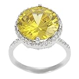 Tressa Silvertone Round-cut Yellow and White Cubic Zirconia Ring (Sizes 5 - 9 available)