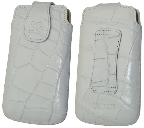 Suncase Ledertasche f&uuml;r Panasonic Eluga croco-wei&szlig; Preisvergleich