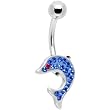 Blue Jeweled Sparkling Splash Dolphin Belly Ring