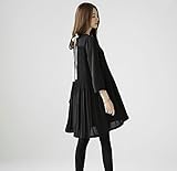 【ELEEJE】 マタニティ ワンピース フォーマル チュニック レディース 膝丈 マキシ 丈 オリジナル シュシュ セット 春 夏 (ブラック, XL)