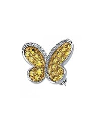 Yellow Sapphire & Diamond Butterfly Brooch