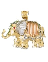 Dazzlers Solid 14k Three Tone Yellow, Rose and White Gold Elephant Charm Pendant Available in three colors from jewelsberry (weights: 9.6 grams only)