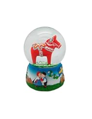 Art and Craft Supply: Dalarna Horse Unique Snow Globe (2.5") Red - E.H.G.