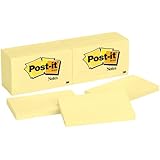 Post-it Notes, 2 7/8in x 4 7/8in, Canary Yellow, 12-Pads/Pack
