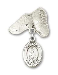 Sterling Silver Baby Badge with St. Louis Charm and Baby Boots Pin