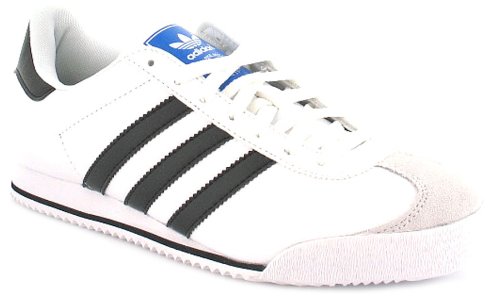 Mens/Gents White/Black Leather Adidas Kick Lace Up Fashion Trainers - White/Black - UK 10