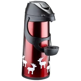 Emsa Pronto 507621 Thermos a pompa 1,9 l, decorato con renne, colore: Rosso