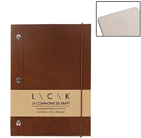 Le Kraft Refillable Cognac Leather Notebook, Medium White