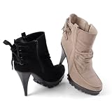 Brinley Co Womens Lug Sole High Heel Boot