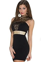 Lace Halter Nylon/Polyester/Spandex Cocktail Above the Knee Club Dress/Evening Dress/Party Dress/Wedding Dress/Maxi Dress/Midi Dress  With a Sash 