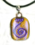 Baerreis - Sparkling Dichroic Fused Glass Pendant - Hand Wrought Copper Wire - 17 inch cord