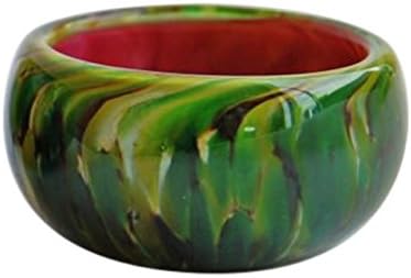 Petite Hand Blown Decorative Glass Deep Pink & Green Ring Bowl from Utopia Gallery
