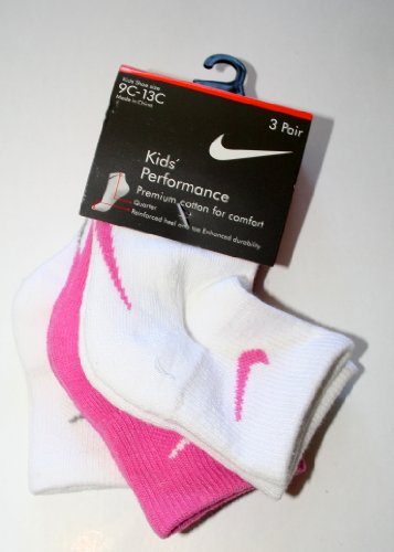 Nike Kids' Girls Performance 3 Pair Pack Runner Socks, Size Medium, 9C-13C