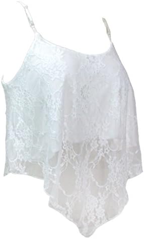 Zerdocean Women Sexy Lace Loose Crop Tank Top White US L
