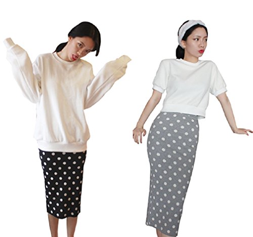 【 UN ANANAS 】 ドット 柄 ロング スカート バック スリット ガーリー 可愛い レディース 韓国 スタイル S M 春 全２色