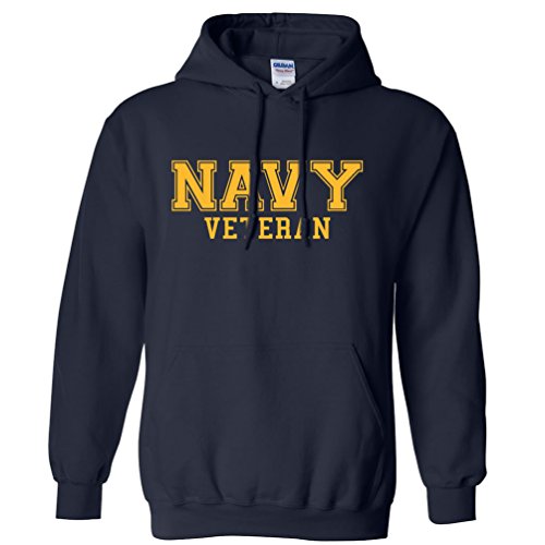 NAVY Veteran GOLD logo Hooded Sweatshirt in Navy - X-Large