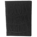 Boston Traveler Croc Print Italian Leather Slim Wallet - Black