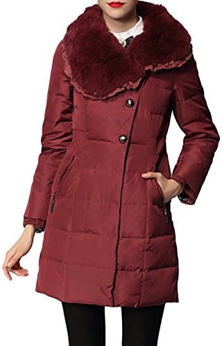 Oufirr Women's Winter Thicken Insulated Lady Puffer Down Jacket Parka L Maroon