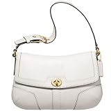 AUTHENTIC COACH HAMPTONS WHITE LEATHER SMALL FLAP 11542