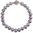 Lavender 7-8mm AAA Cultured Pearl Bracelet w. Platinum Overlay CAREFREE Sterling Silver Rose Clasp 7" (LS1R2)