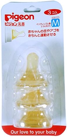 Pigeon Peristaltic Plus Nipple Pack 3 Size M - Baby Feeding Bottle Neck Wide