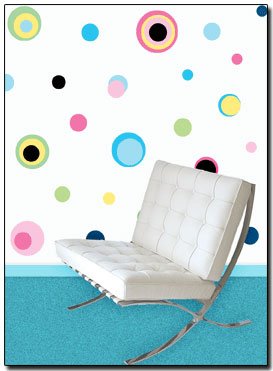 Instant Murals 25 Polka Dot Wall Transfer Stickers - Bright Pink