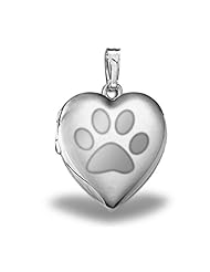 Sterling Silver "Dogs Paw Print" Sweetheart Heart Locket 3/4 inch x 3/4 inch