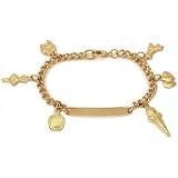 ID Charm Bracelet Gold Plated Chain Wrist Jewelry 6.5