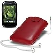 PALM PRE PLUS PREMIUM PU LEATHER POUCH CASE - DARK RED, WITH HEADSET PART OF THE QUBITS ACCESSORIES RANGE