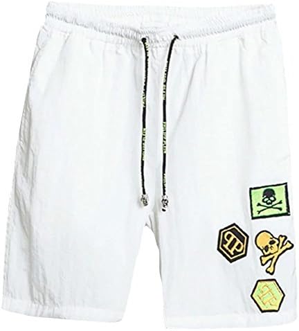 Nevivik Men's Color-block Elastic Waist Boardshorts Cargo Shorts White US 30-32(Asia XL)