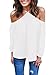 YunJey Women's Spaghetti Halter Off The Shoulder Blouse Long Sleeve Shirt Tops White